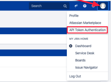 Users can manage their tokens by clicking on the profile icon and selecting the API Token Authentication Link  Jira