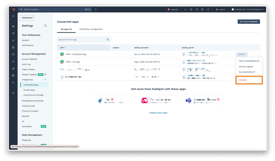 Remove from HubSpot HubSpot for Confluence Annotated.webp
