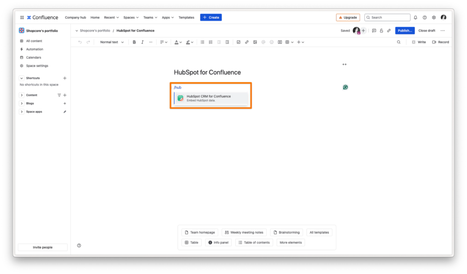 Embed HubSpot for Confluence Annotated.webp