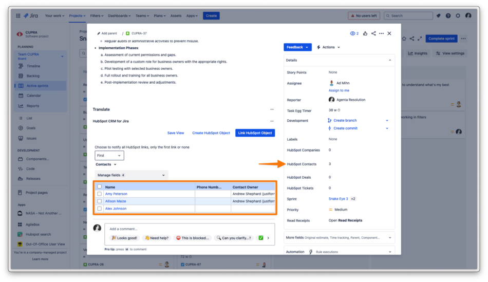 Embedded data HubSpot for Jira Annotated.webp