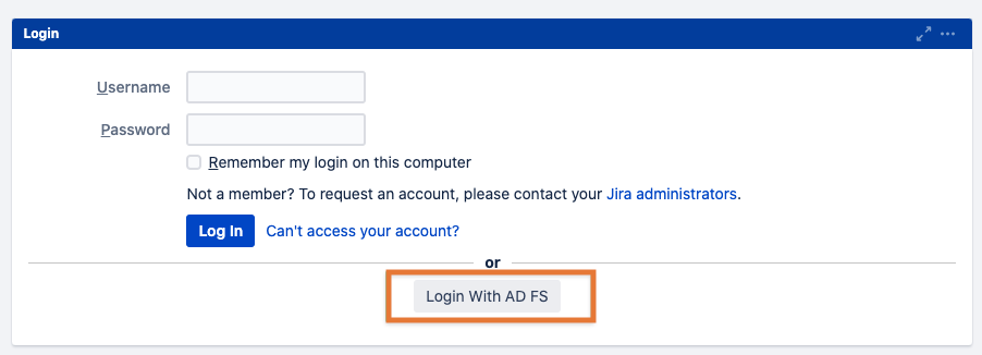 Open your Jira or Confluence login page and click on the button with the name you've provided earlier