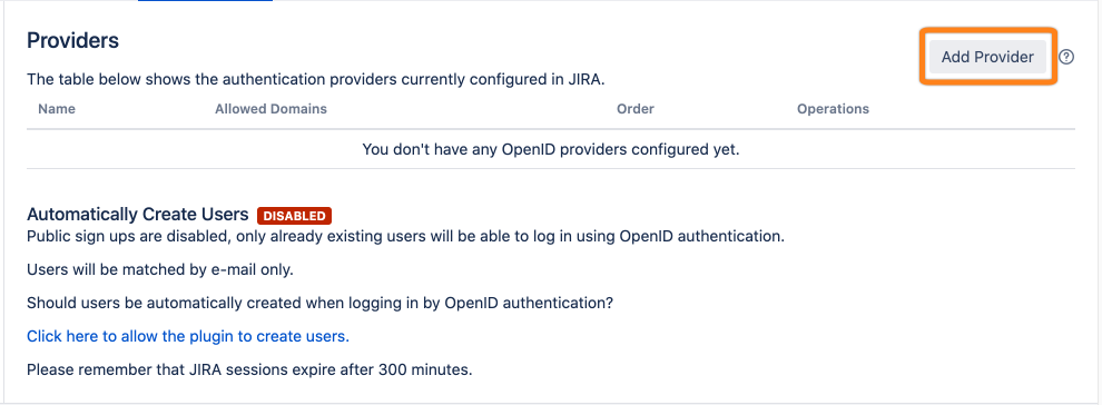 Go to the OpenID Authentication app and click Add Provider.