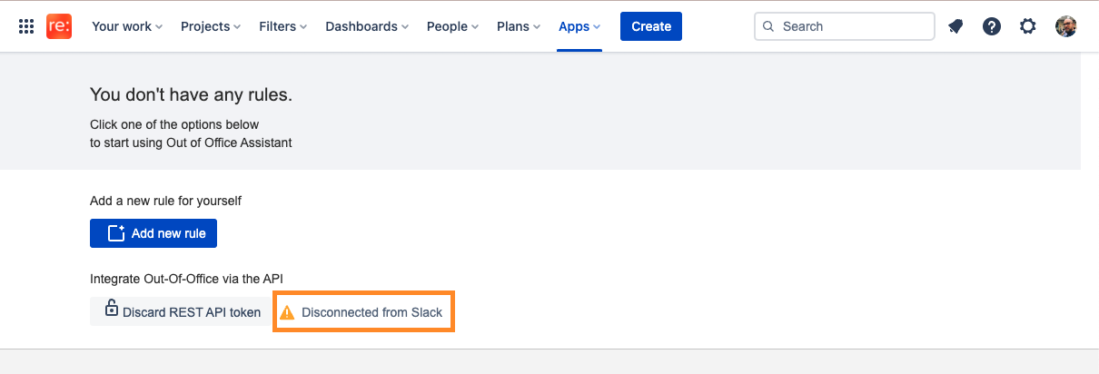Disconnected from Slack banner in Jira