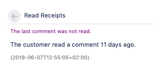 Read Receipts shows on the issue page if and when your last reply was read by the customer or not