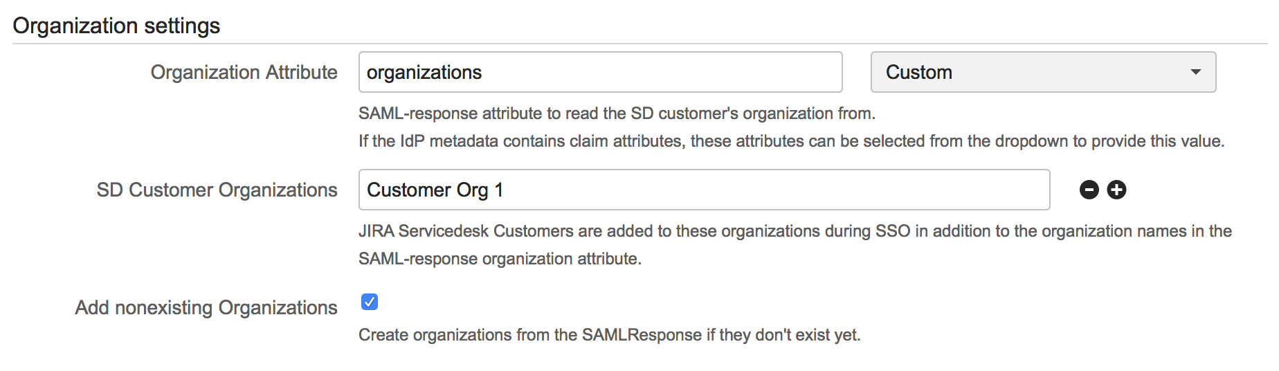 Organization settings