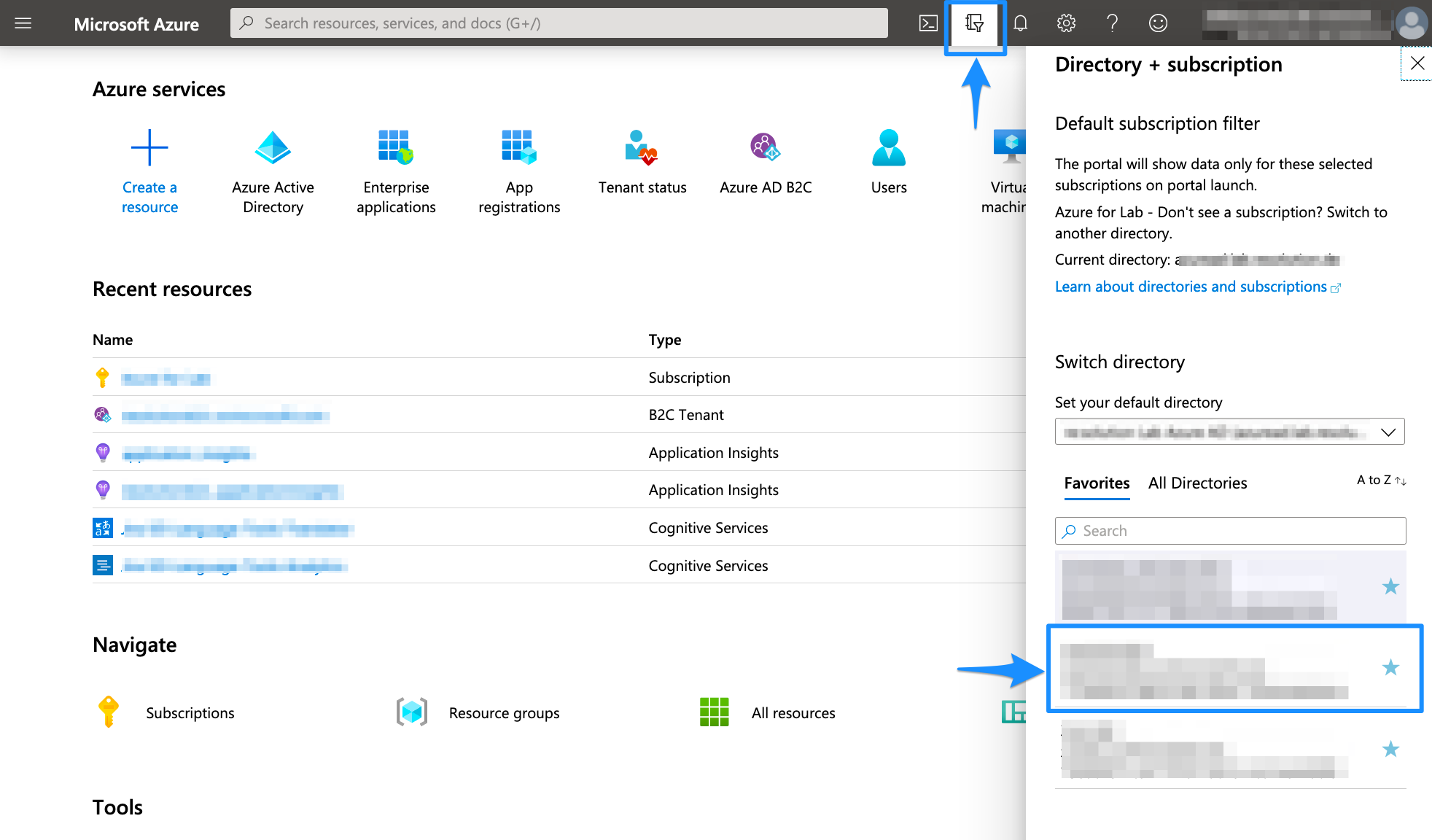 Azure AD B2C Switch Directory