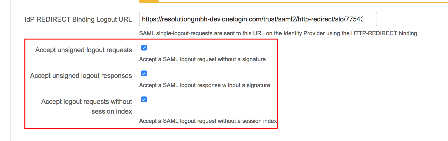Enable these checkboxes in the Addon's IdP configuration