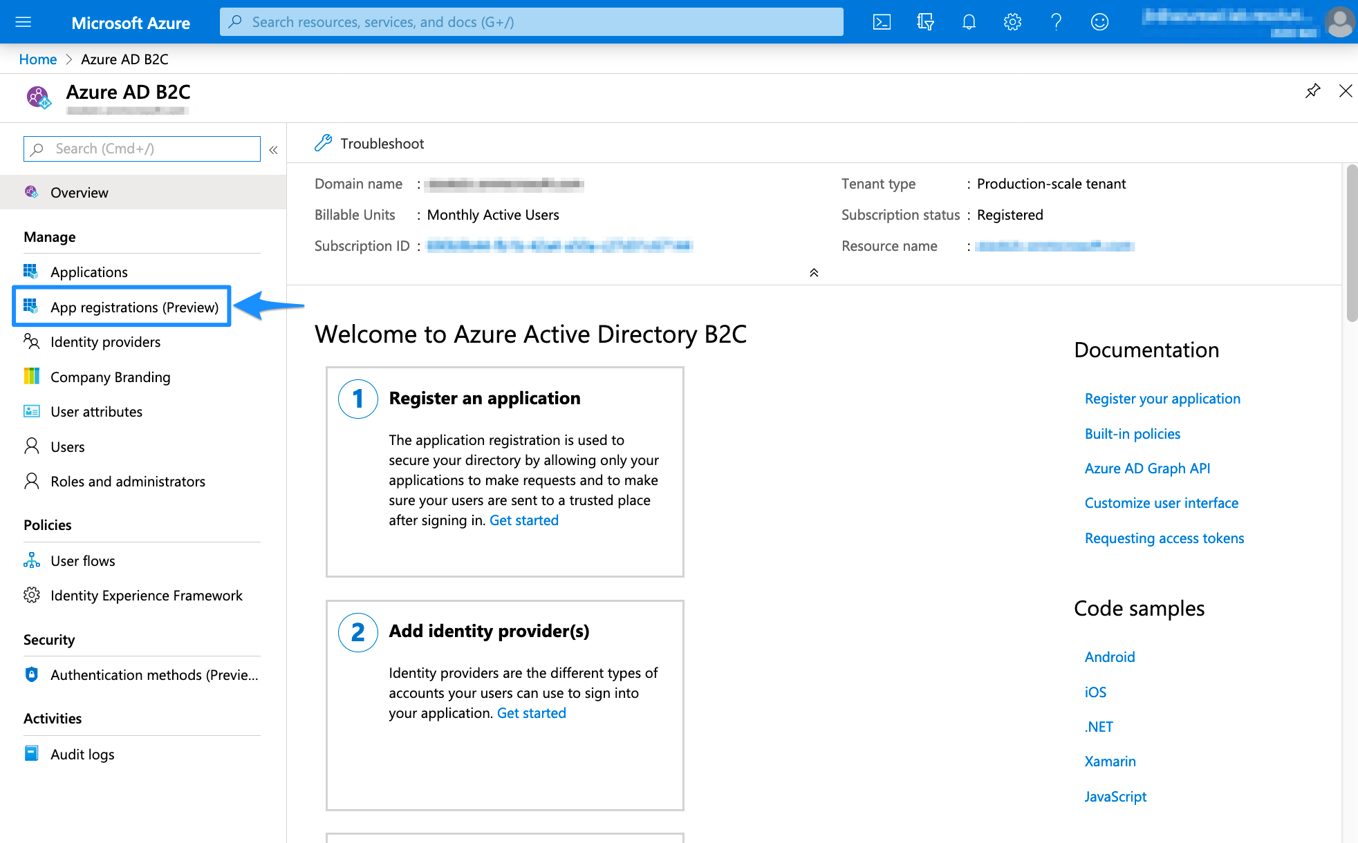 Azure AD B2C App Registration