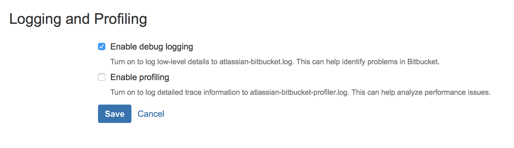 enable_Bitbucket logging and profiling